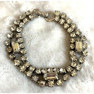 Vintage La Rel Clear Rhinestone Bracelet – Hollywood Regency Glam Bridal